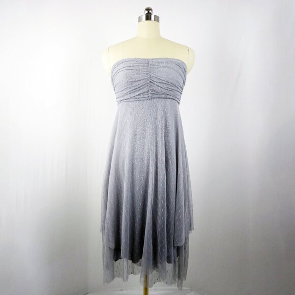 Free People Grey and Pink Swiss Dot Tulle Strapless Dress NWOT - Picture 1 of 14